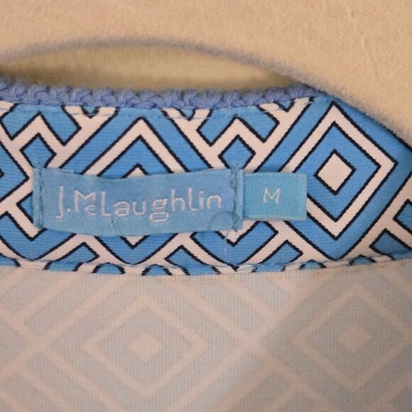 J. Mclaughlin Ginny Dress Blue White Geometric Crochet V Neck Trim Size M - Picture 7 of 7